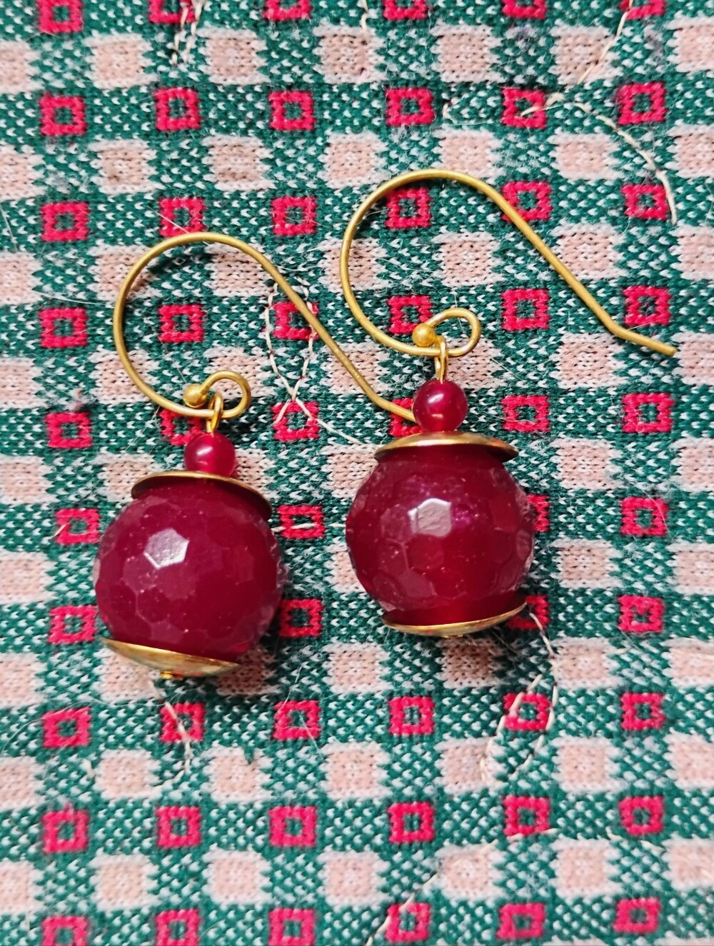 Handmade Faceted Ruby Chunky Earrings